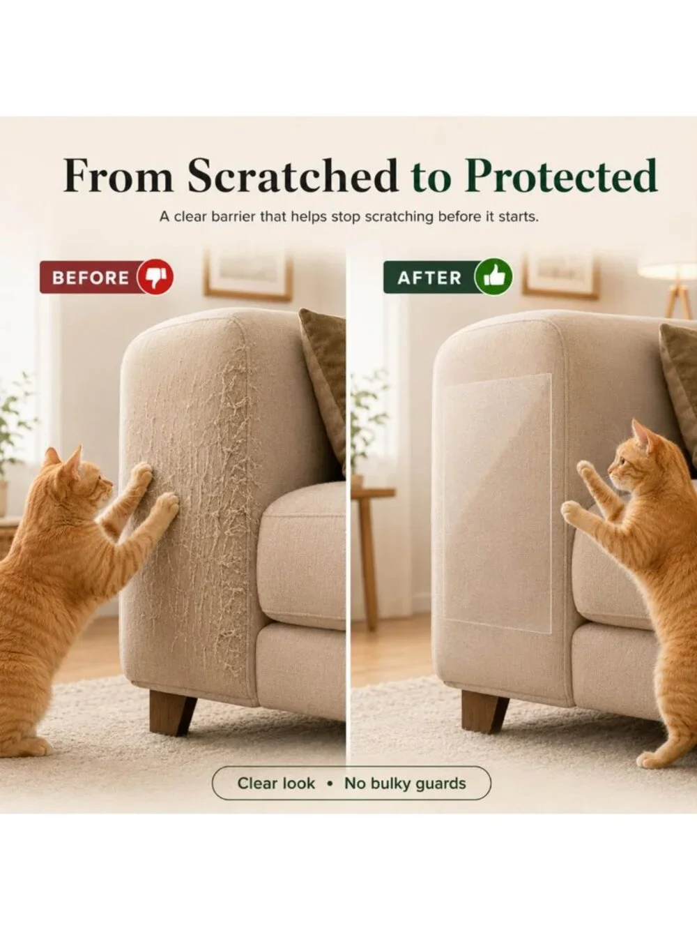 Double-Sided Cat Scratch Deterrent Tape – 10 Anti-Scratch Sticky Strips for